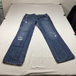 Mossimo Bootcut Jeans Faded Indigo Bootcut Jeans Distressed Woman's 17 Casual